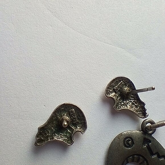 Vintage Bear Pendant and Earring Set - Sterling, Stamped, Possibly Zuni - Picture 5 of 5